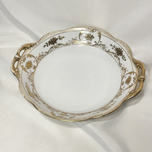 Vintage Nippon Toki Gomei Kaisha Japan Gilt Dish 9" Art Deco Porcelain 1920s - Picture 1 of 6